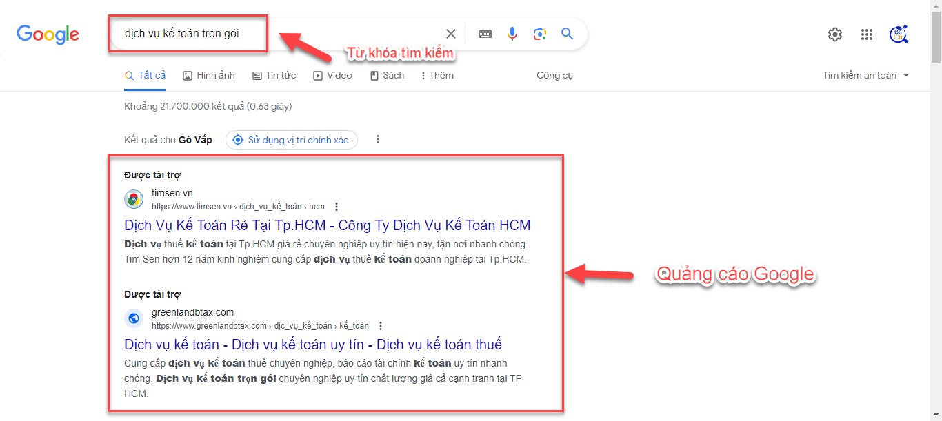 chay quang cao google